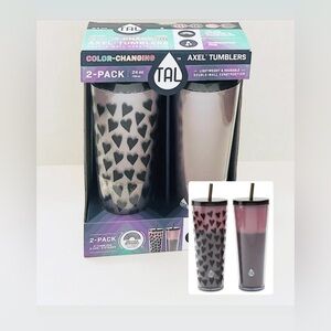 TAL Black Hearts 2-Pack Double Walled Color Changing Tumblers